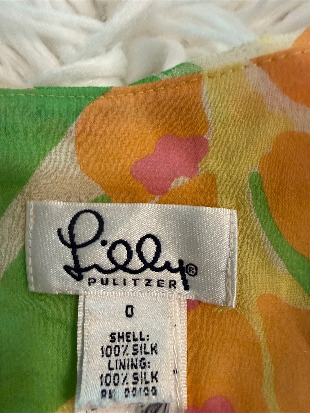 Vintage Lilly Pulitzer Floral Circle Skirt in Yellow, Green & Pink 100% silk - Picture 4 of 8